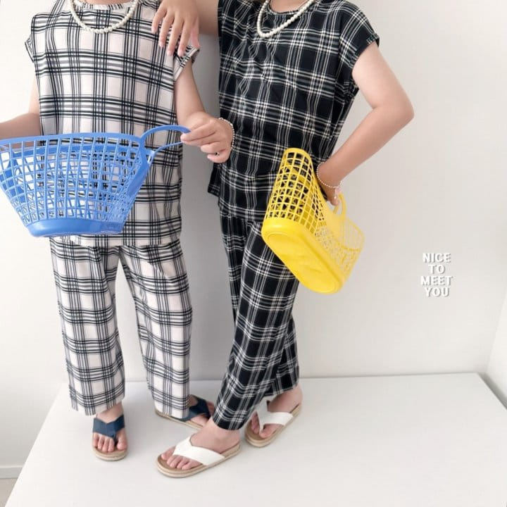 Nice To Meet You - Korean Children Fashion - #fashionkids - Check Shaved Ice Top Bottom Set - 9