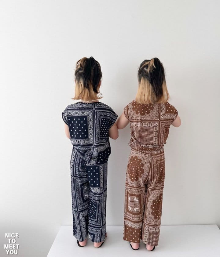 Nice To Meet You - Korean Children Fashion - #kidsshorts - Paisley Shaved Ice Top Bottom Set - 9