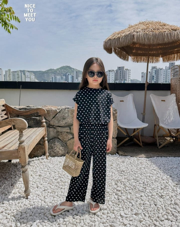 Nice To Meet You - Korean Children Fashion - #minifashionista - Dot Shaved Ice Top Bottom Set - 3