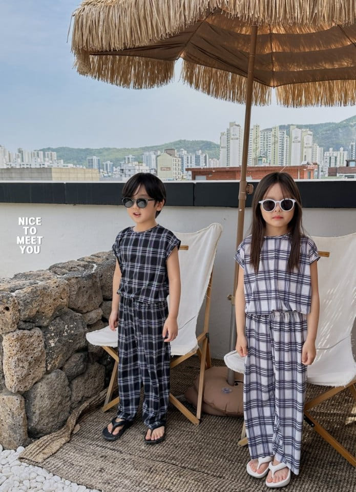 Nice To Meet You - Korean Children Fashion - #minifashionista - Check Shaved Ice Top Bottom Set - 2