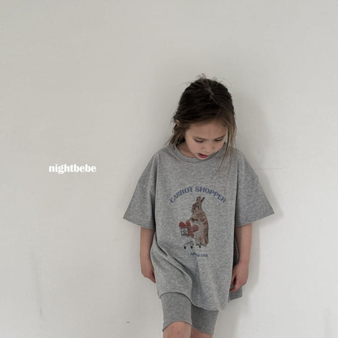 Night Bebe - Korean Children Fashion - #kidsstore - Rabbit Shrot Sleeve Tee With Mom