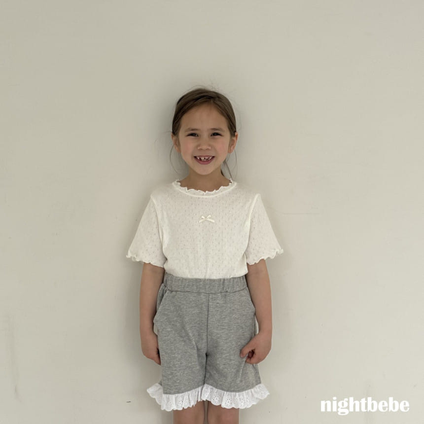 Night Bebe - Korean Children Fashion - #minifashionista - Eyelet Ribbon Short Sleeve Tee - 9