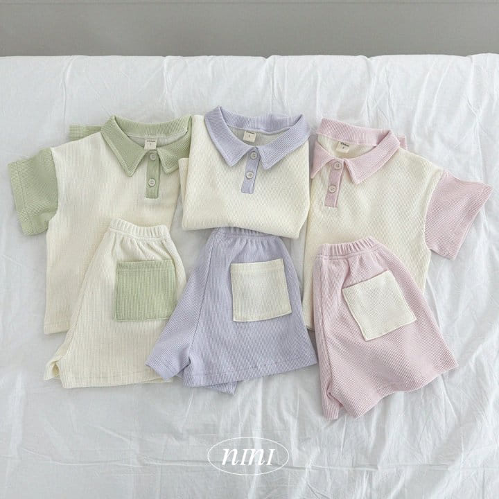 Ninibello - Korean Children Fashion - #magicofchildhood - Macaroon Waffle Top Bottom Set