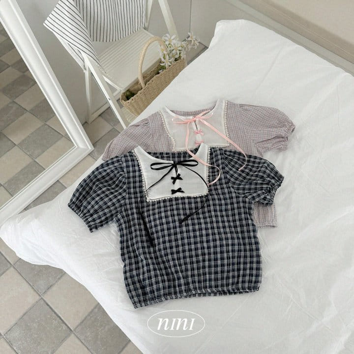 Ninibello - Korean Children Fashion - #toddlerclothing - Rally Check Bon Blouse - 5