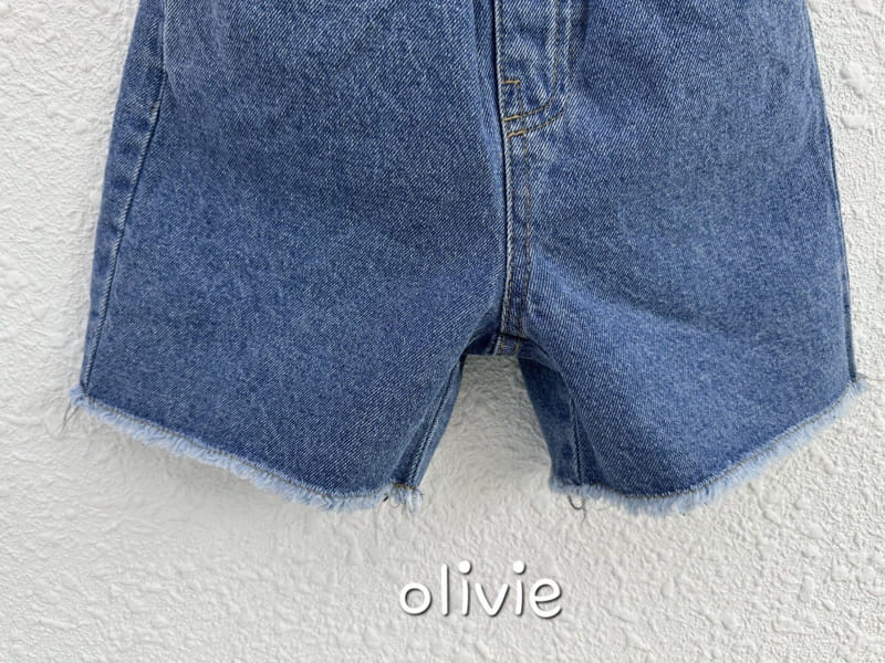 Olivie - Korean Children Fashion - #kidsstore - Cutting Denim Shorts - 2