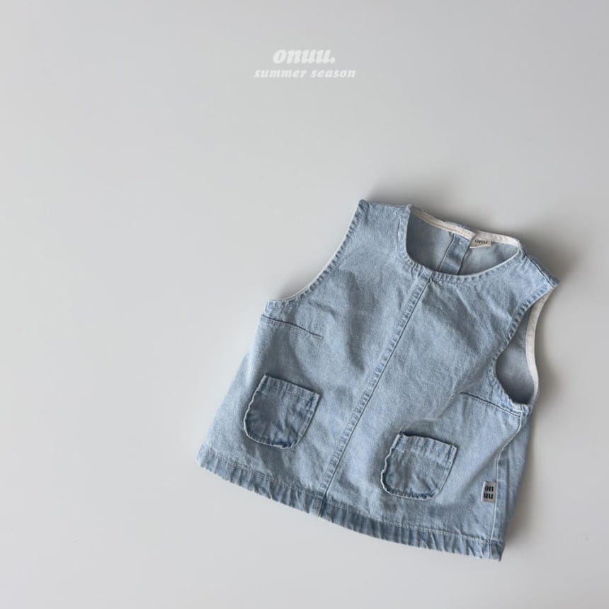 Onu - Korean Children Fashion - #fashionkids - Denim Vest - 8