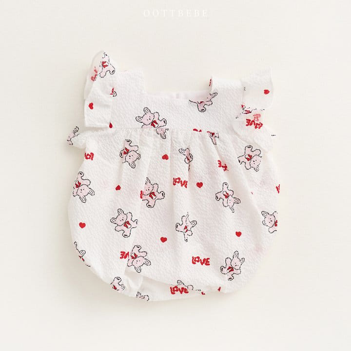 Oott Bebe - Korean Baby Fashion - #babyfashion - Love Rabbit Frill Body Suit - 2