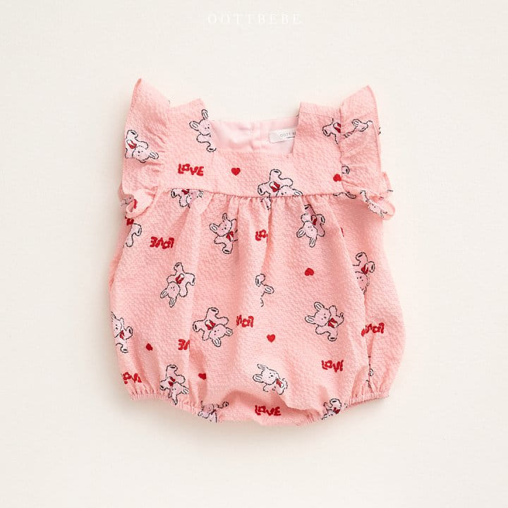 Oott Bebe - Korean Baby Fashion - #babyfever - Love Rabbit Frill Body Suit - 3