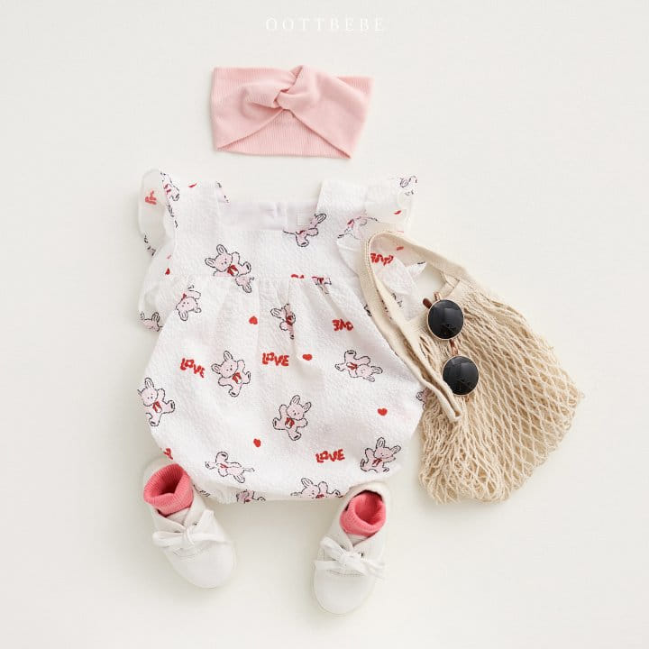 Oott Bebe - Korean Baby Fashion - #babyfever - Love Rabbit Frill Body Suit - 4