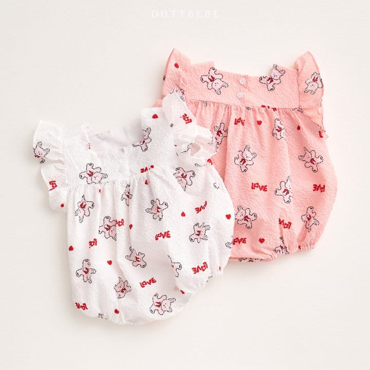 Oott Bebe - Korean Baby Fashion - #babyoninstagram - Love Rabbit Frill Body Suit - 6