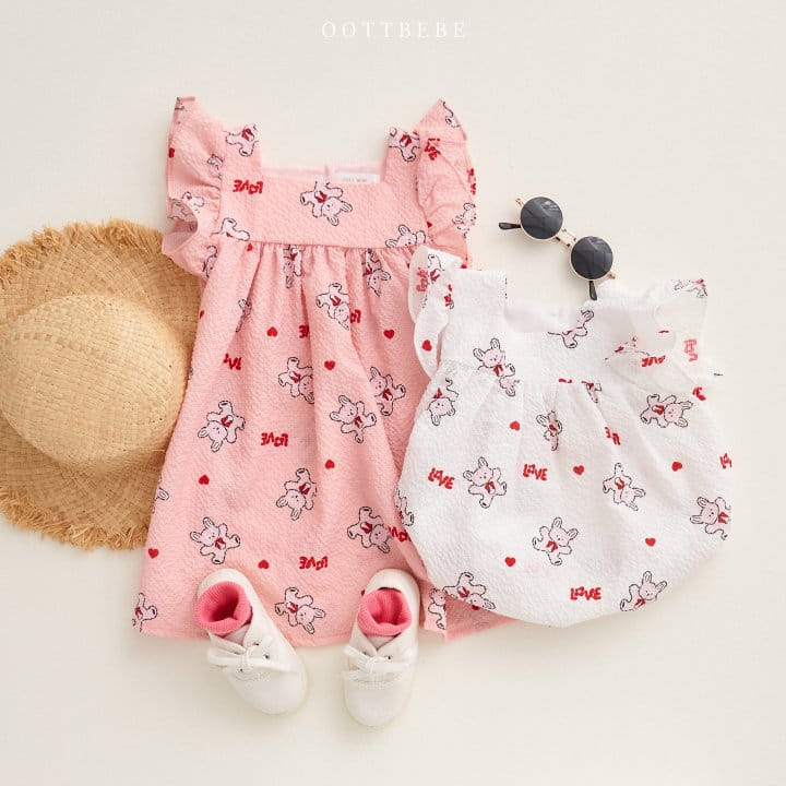 Oott Bebe - Korean Baby Fashion - #babyoutfit - Love Rabbit Frill Body Suit - 9