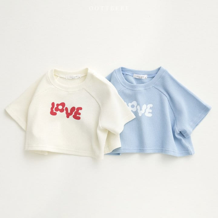 Oott Bebe - Korean Children Fashion - #Kfashion4kids - Love Waffle Raglan Tee