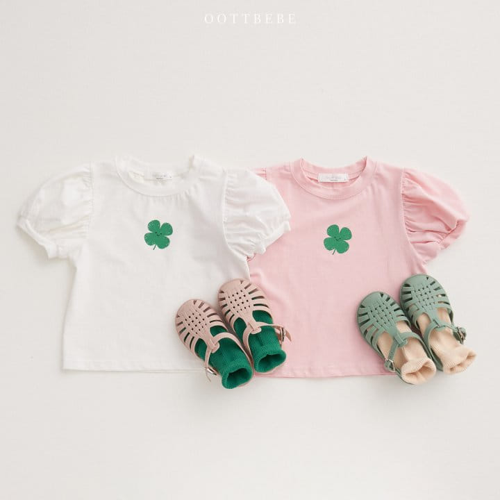 Oott Bebe - Korean Children Fashion - #fashionkids - Clover Puff Tee - 4