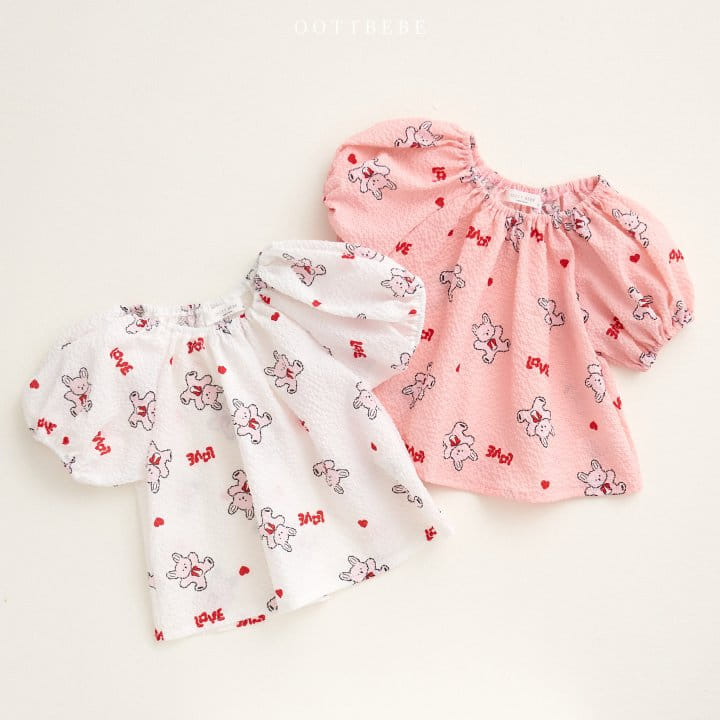 Oott Bebe - Korean Children Fashion - #minifashionista - Love Rabbit Blouse - 7