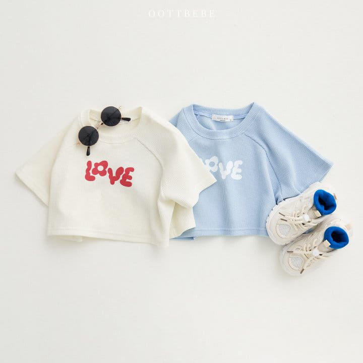 Oott Bebe - Korean Children Fashion - #magicofchildhood - Love Waffle Raglan Tee - 4