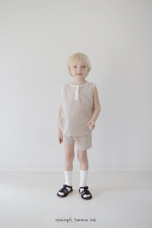 Opening & - Korean Children Fashion - #kidsshorts - Tom Sleeveless Tee