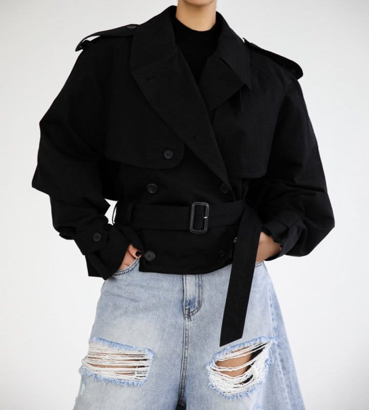 Paper Moon - Korean Women Fashion - #momslook - Oversized Cropped Trench Coat - 7