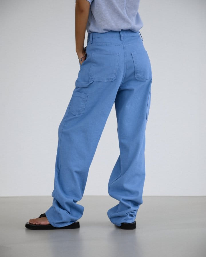 Paper Moon - Korean Women Fashion - #womensfashion - Pastel Color C Denim Carpenter Trousers - 4