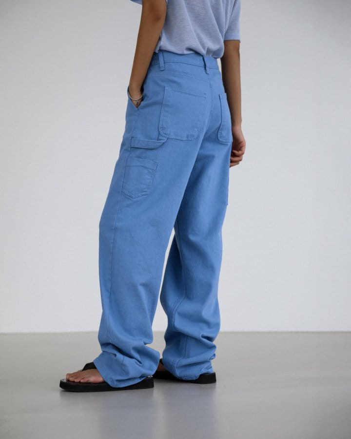 Paper Moon - Korean Women Fashion - #momslook - Pastel Color C Denim Carpenter Trousers - 6