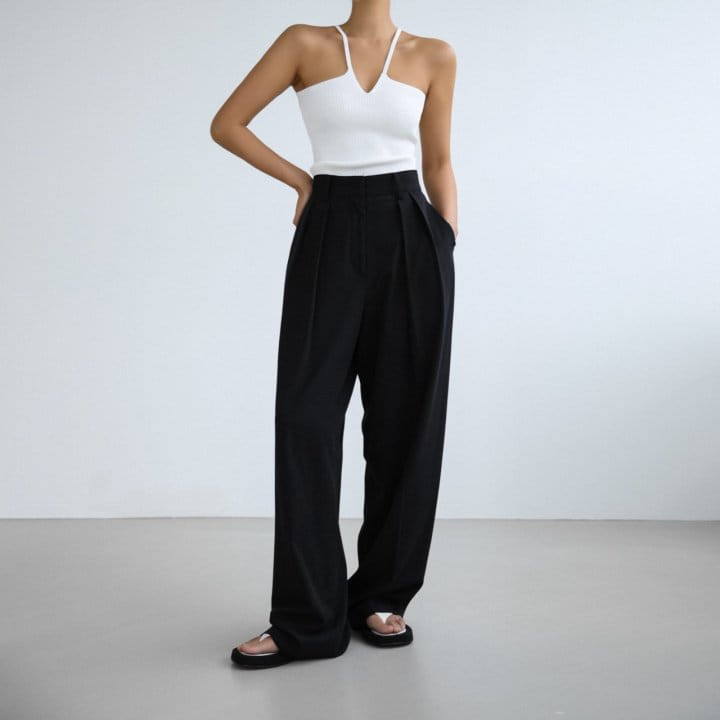 Paper Moon - Korean Women Fashion - #momslook - Low Waisted Double Pleats Wide Trousers - 9