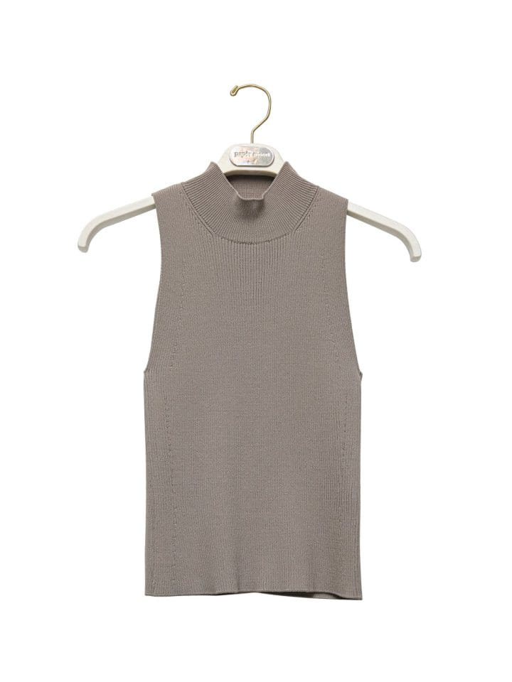 Paper Moon - Korean Women Fashion - #pursuepretty - High Neck Ribbed Sleeveless Cropped Knit Top - 4