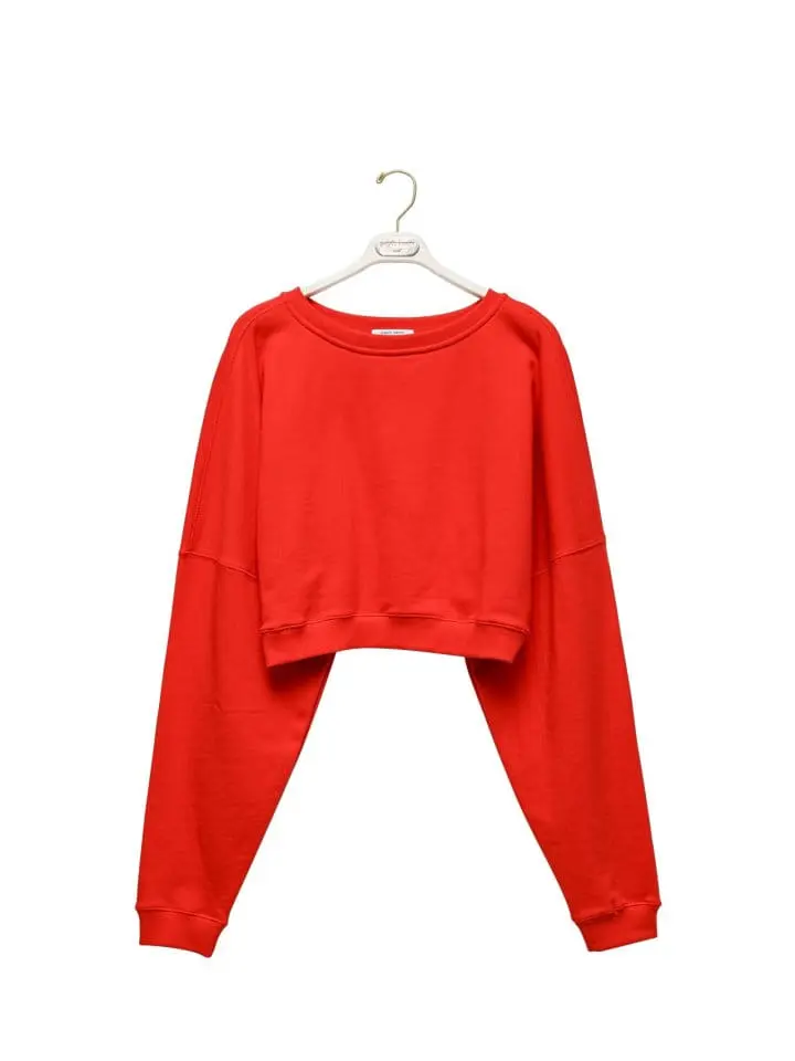 Paper Moon - Korean Women Fashion - #romanticstyle - Back Unbalanced Cropped Detail Sweatshirt - 9