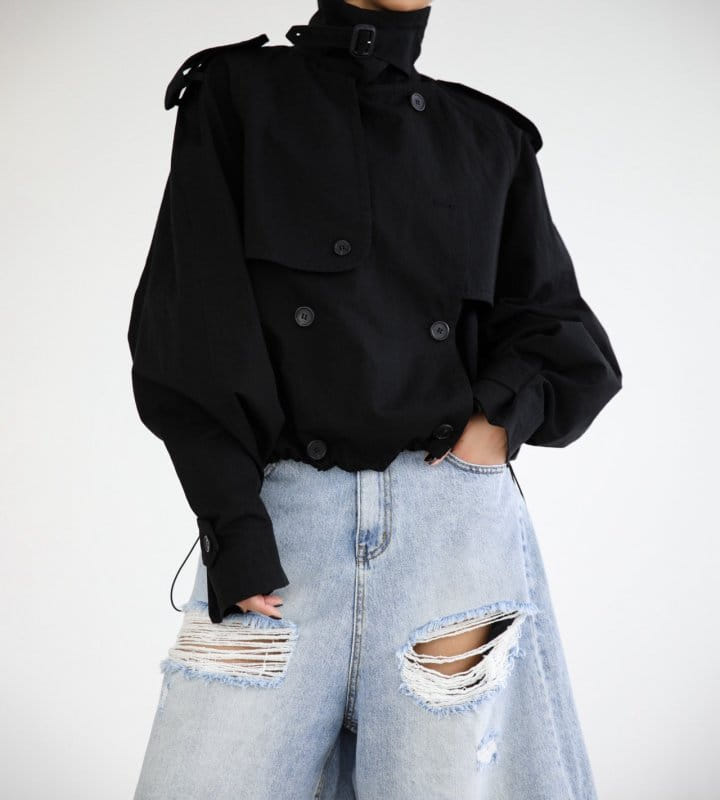 Paper Moon - Korean Women Fashion - #womensfashion - Oversized Cropped Trench Coat - 10