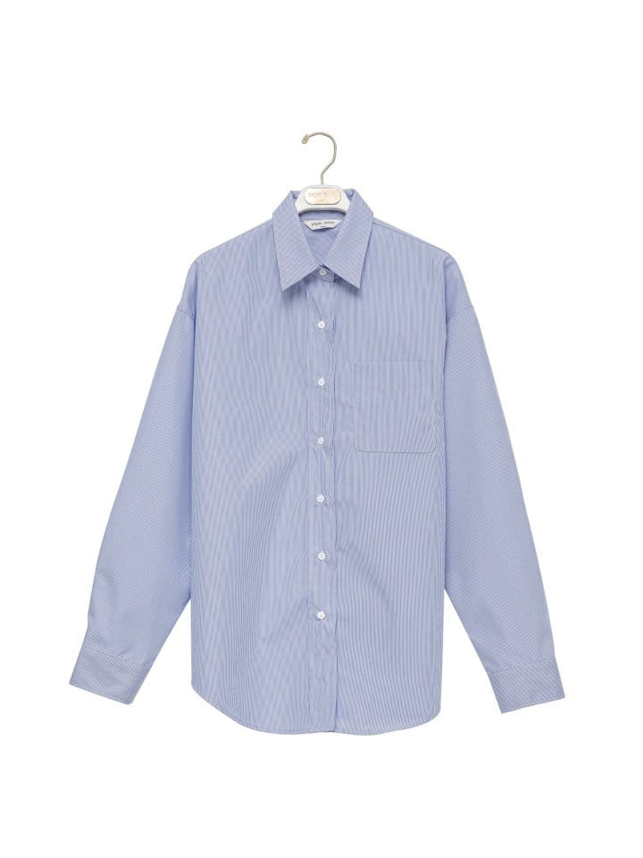 Paper Moon - Korean Women Fashion - #momslook - Striped Poplin Lounge Button Down Shirt - 4