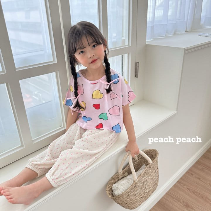 Peach peach - Korean Children Fashion - #fashionkids - Heart Cok Crop Tee - 9