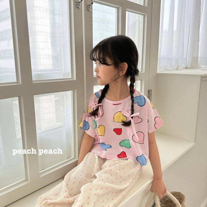 Peach peach - Korean Children Fashion - #kidsstore - Heart Cok Crop Tee - 11