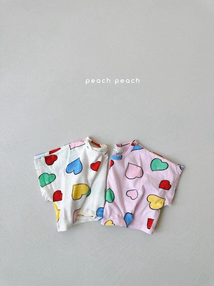 Peach peach - Korean Children Fashion - #kidzfashiontrend - Heart Cok Crop Tee