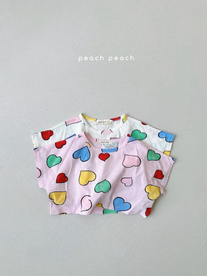 Peach peach - Korean Children Fashion - #littlefashionista - Heart Cok Crop Tee - 3