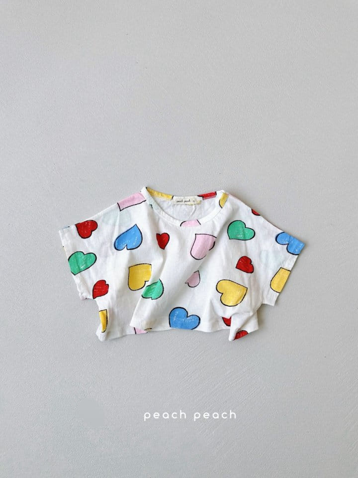 Peach peach - Korean Children Fashion - #littlefashionista - Heart Cok Crop Tee - 4