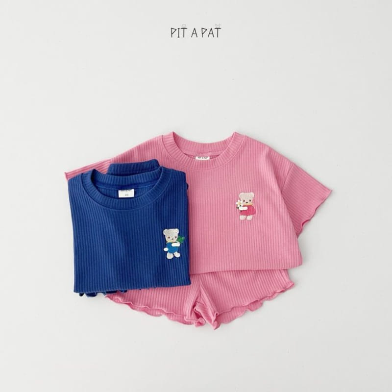 Pitapat - Korean Children Fashion - #Kfashion4kids - Flower Bear Top Bottom Set - 3