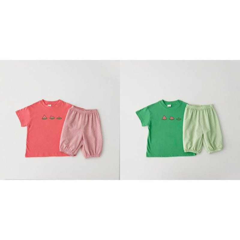 Pitapat - Korean Children Fashion - #discoveringself - Watermelon Yum Yum Top Bottom Set - 11