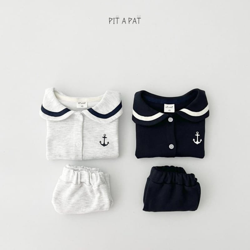 Pitapat - Korean Children Fashion - #fashionkids - Baby Marine Top Bottom Set - 3