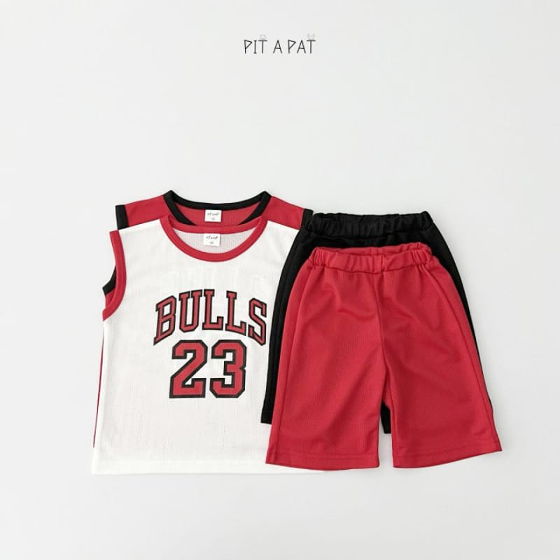 Pitapat - Korean Children Fashion - #magicofchildhood - Bulls Dunk Sleeveless Top Bottom Set - 8