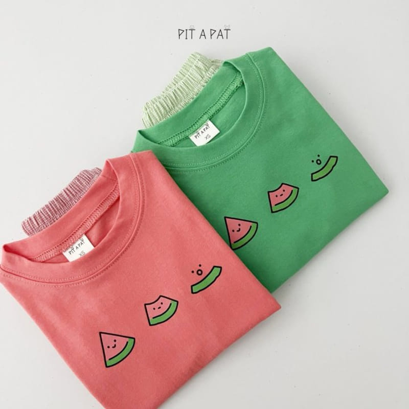 Pitapat - Korean Children Fashion - #minifashionista - Watermelon Yum Yum Top Bottom Set - 3