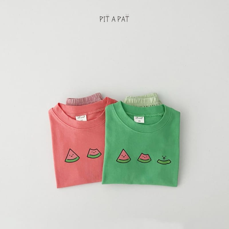 Pitapat - Korean Children Fashion - #minifashionista - Watermelon Yum Yum Top Bottom Set - 4