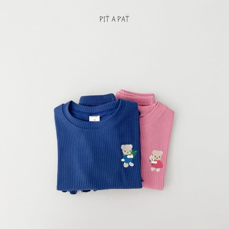 Pitapat - Korean Children Fashion - #prettylittlegirls - Flower Bear Top Bottom Set - 7