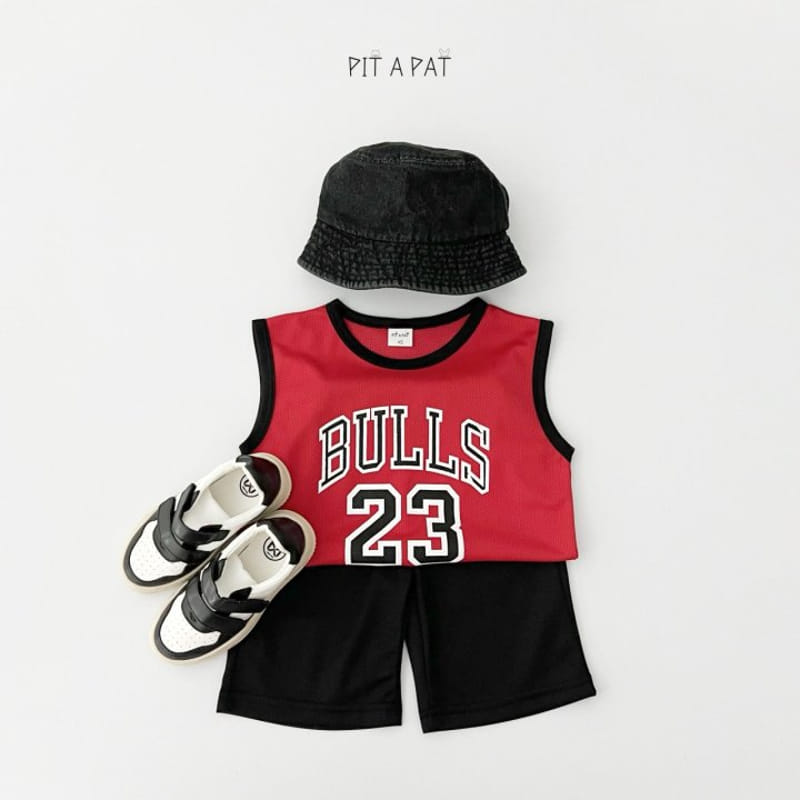 Pitapat - Korean Children Fashion - #todddlerfashion - Bulls Dunk Sleeveless Top Bottom Set - 11