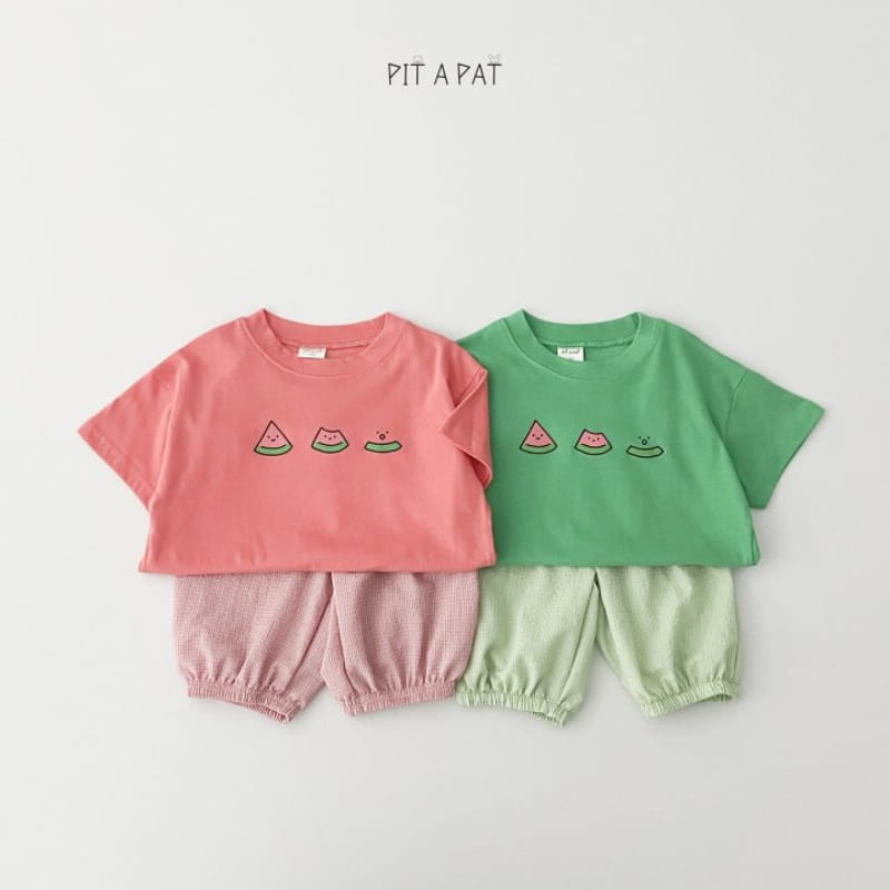 Pitapat - Korean Children Fashion - #toddlerclothing - Watermelon Yum Yum Top Bottom Set - 6