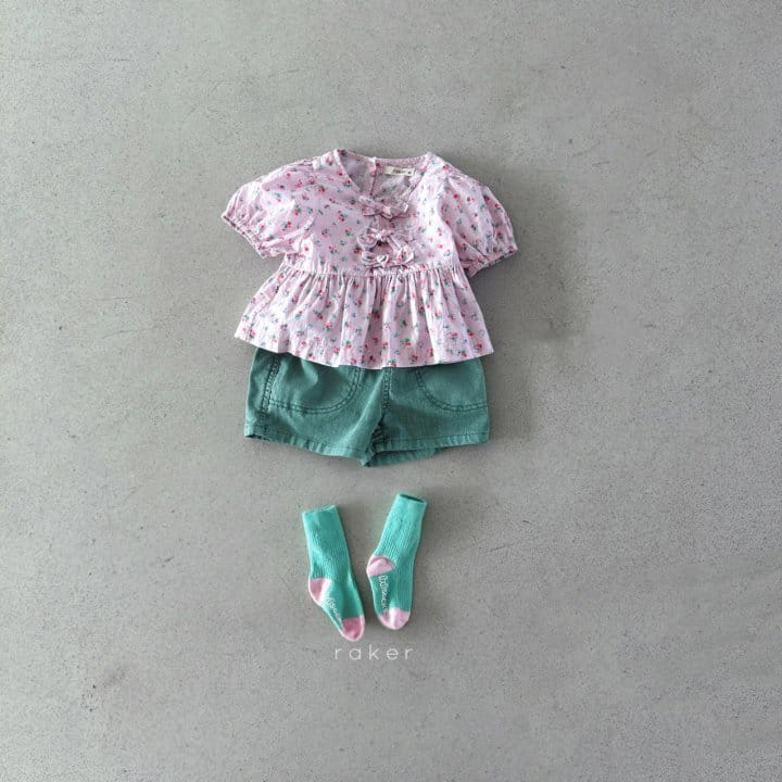 Raker - Korean Children Fashion - #minifashionista - Any Ribbon Pink Flower Blouse - 3