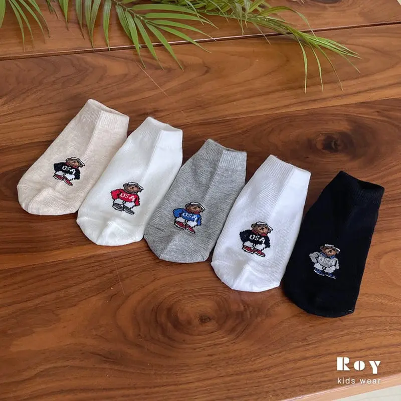 Roy - Korean Children Fashion - #childofig - Ankle Bear Socks 5 Type Set - 5