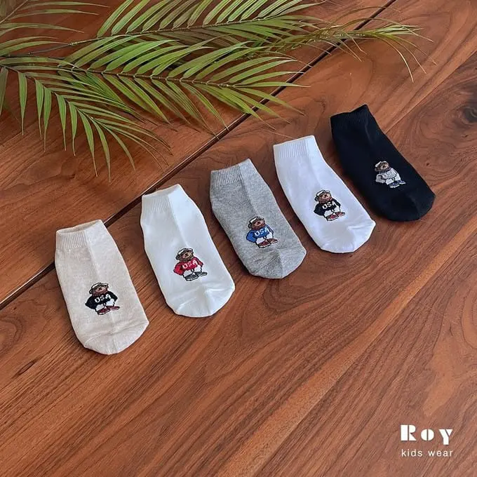 Roy - Korean Children Fashion - #littlefashionista - Ankle Bear Socks 5 Type Set