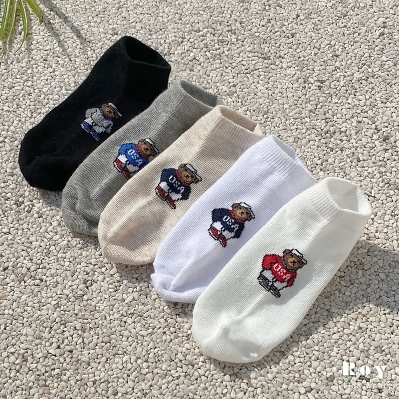 Roy - Korean Children Fashion - #minifashionista - Ankle Bear Socks 5 Type Set - 3