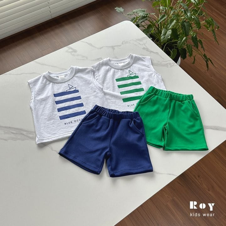 Roy - Korean Children Fashion - #toddlerclothing - Ocean Top Bottom Set - 6