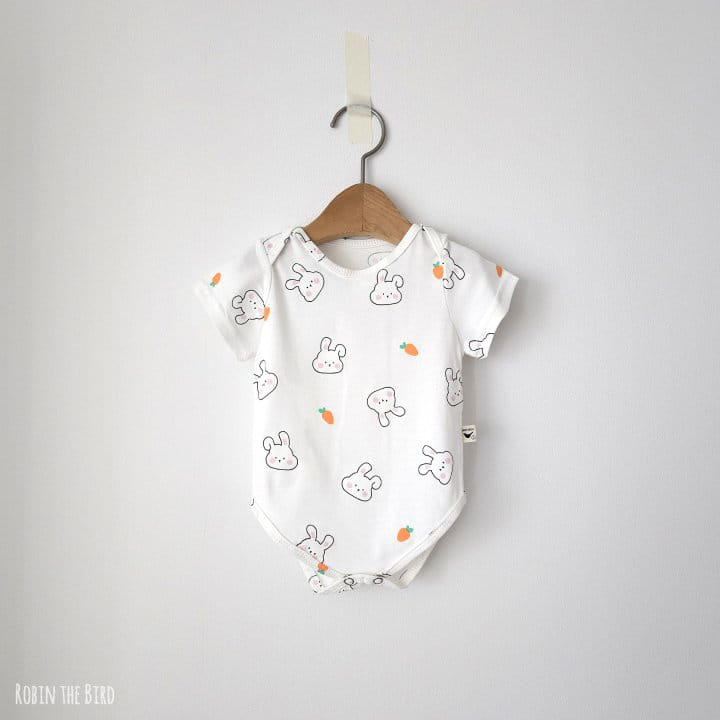 Saerobin - Korean Baby Fashion - #babyboutique - Rabbit Short Sleeve Body Suit - 2