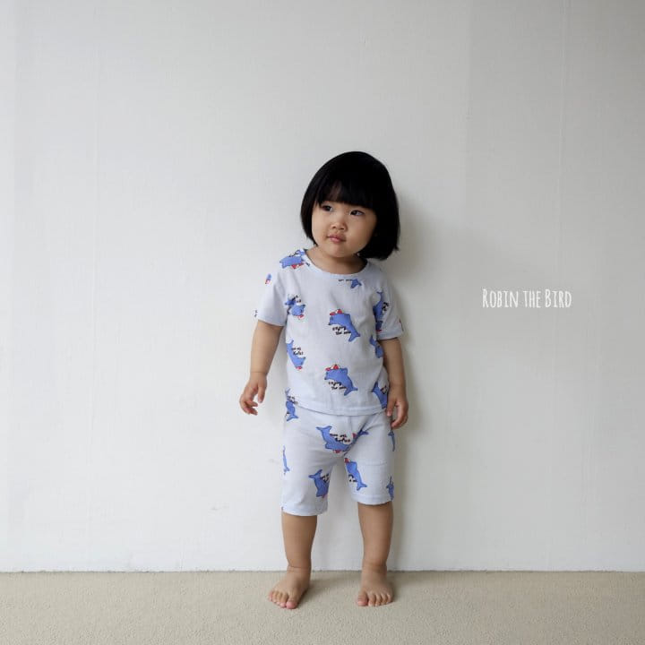 Saerobin - Korean Children Fashion - #kidsshorts - Ocean Short Sleeve Top Bottom Set - 5