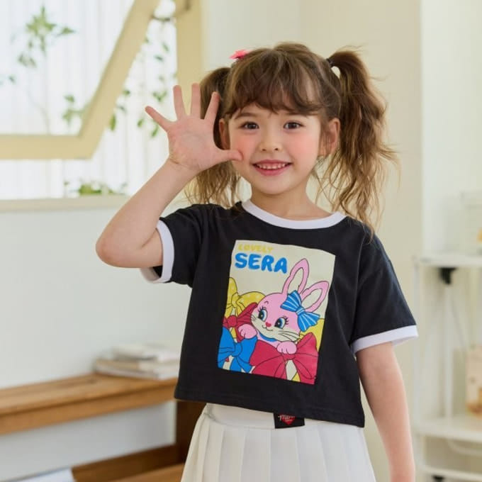 Sera - Korean Children Fashion - #childofig - Square Ribbon Rabbit Tee